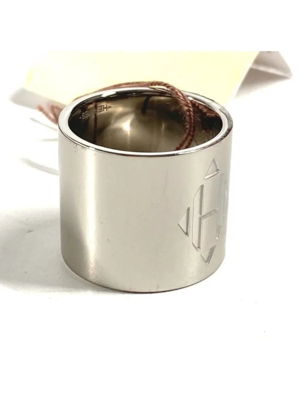 Hermes Scarf Ring Dearman Logo Metal Silver - Picture 4 of 8